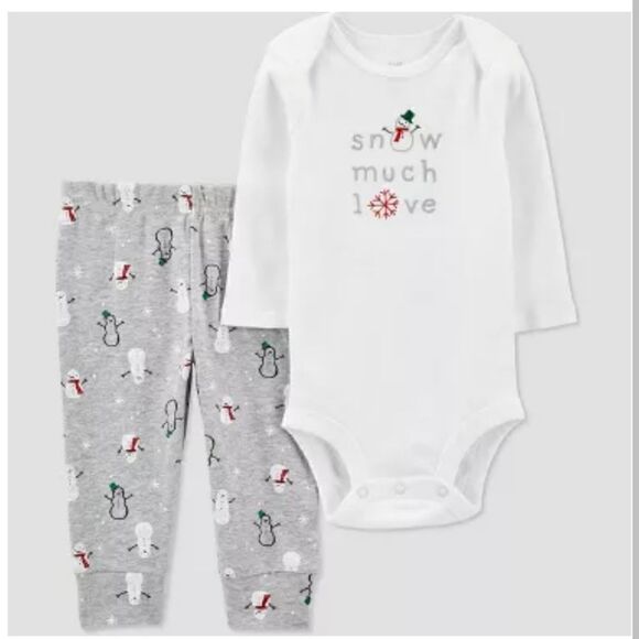 Nwt Carter's Just One You Baby 2pc Christmas Snowflake Top & Bottom Set - Picture 1 of 5
